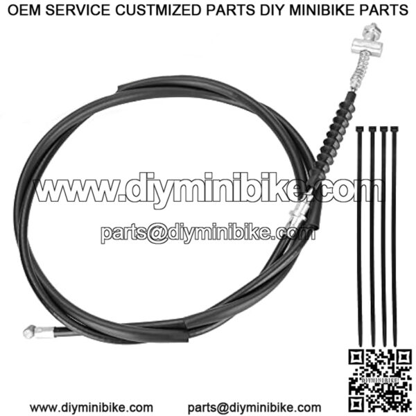 63 inch Rear Drum Brake Cable Line with Belts For 196cc 6.5 Hp Baja Heat Warrior Hensim Massimo MB165 MB200 Coleman Trail CT200U CT200U-EX BT200X Yerf-Dog Mini Bike Motorsports ATV Scooter Dirt Bike