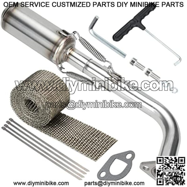 Performance Exhaust Pipe Muffler Hardware Kit for Non Hemi Predator 196cc 212cc 6.5HP Coleman CT200u BT200x CT200u-ex KT196 RB200 Massimo Baja MB200 GX160 GX200 Engine Mini Bike Go Kart Parts