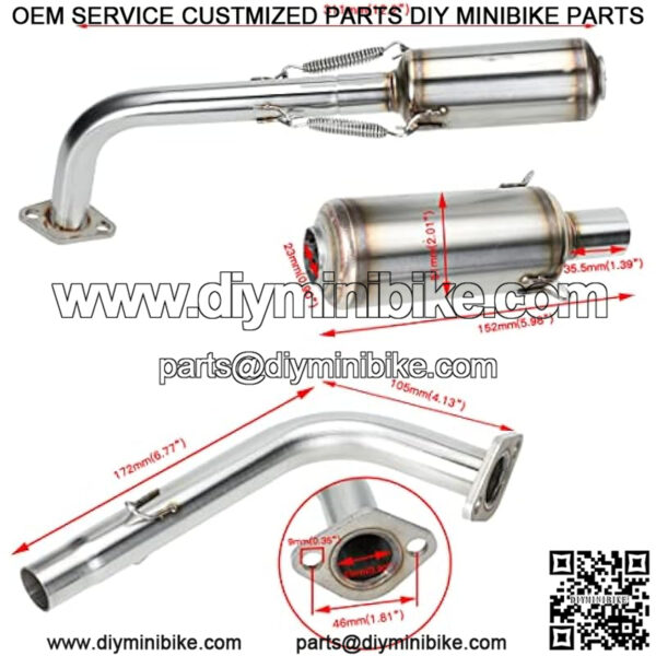 Performance Exhaust Pipe Muffler Hardware Kit for Non Hemi Predator 196cc 212cc 6.5HP Coleman CT200u BT200x CT200u-ex KT196 RB200 Massimo Baja MB200 GX160 GX200 Engine Mini Bike Go Kart Parts - Image 2