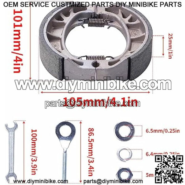 Brake PAD Shoe and 15mm Chain Adjuster Tensioner for 6.5 Hp 196cc MB165 MB200 BT200X CT200U Motorsports Mini Bike CRF70 TaoTao GY6 49cc 50cc Scooter Moped ATV - Image 2