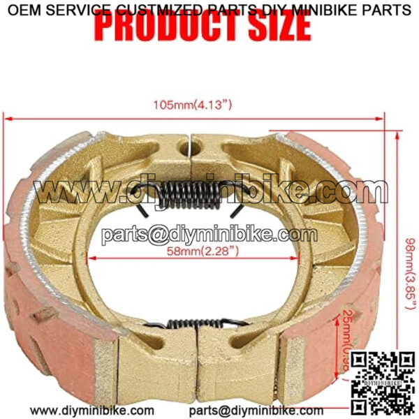 Upgrade CG125 105mm Drum Brake Shoe Pad Chain Tensioners Adjuster Kit for 212cc 196cc 6.5hp CT200U Trail 200 BT200X CT200U-EX CRF70 Baja Warrior MB165 Massimo MB200 Mini Bike Parts Motorsports - Image 4