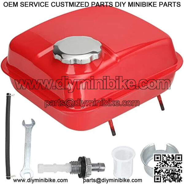 Gas Fuel Tank for Hemi Predator 212cc 196cc 5.5hp 6.5hp Coleman CT200U CT200U-EX BT200X RB200 KT196 Massimo Baja Warrior MB200 GX160 GX200 Mini Bike Go Kart Clone Ghost Engine Parts Red