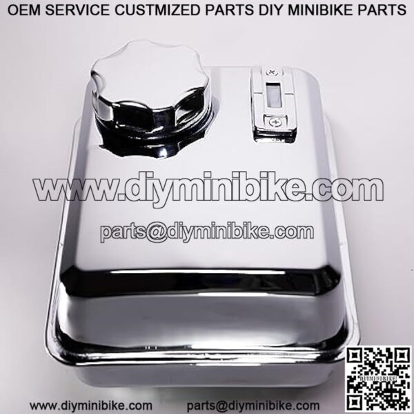 4L Chrome Stainless Gas Fuel Tank W/ Fuel Gauge & Petcock for Predator 212 Hemi Engine, Coleman CT200U BT200X 196cc Mini bike, Baja Massimo warrior MB200, Honda GX160 GX200 Motor - Image 3