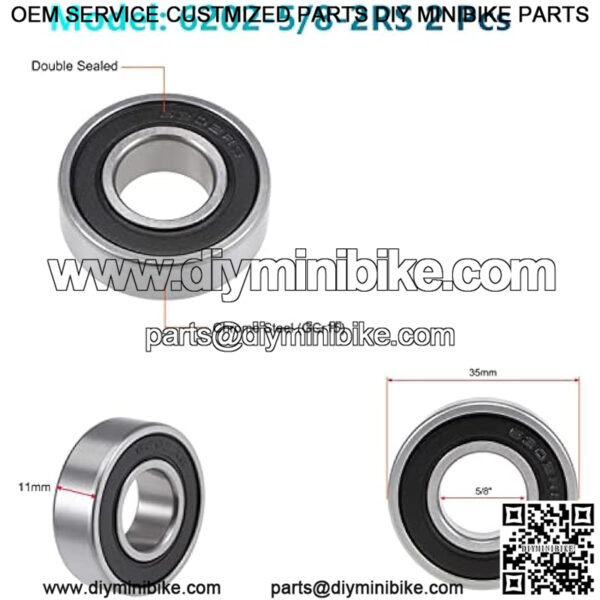 Front and Rear Wheel Bearing Set fit Coleman Powersports CT200U, CT200U-EX Trail 200 Mini Bike, Baja MB165 MB200 Mini Bikes Part# GB276-89/6202Z (2, RS) - Image 2