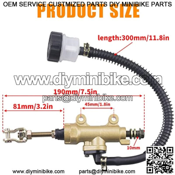 Universal Rear Brake Master Cylinder Compatible with 70cc 90cc 110cc 125cc ATV/Chinese Dirt Bike/Yerf Dog 150cc Arctic Cat 700 EFI 2006 Roketa Taotao Yard Card 150cc Go Karts(GOLD) - Image 2