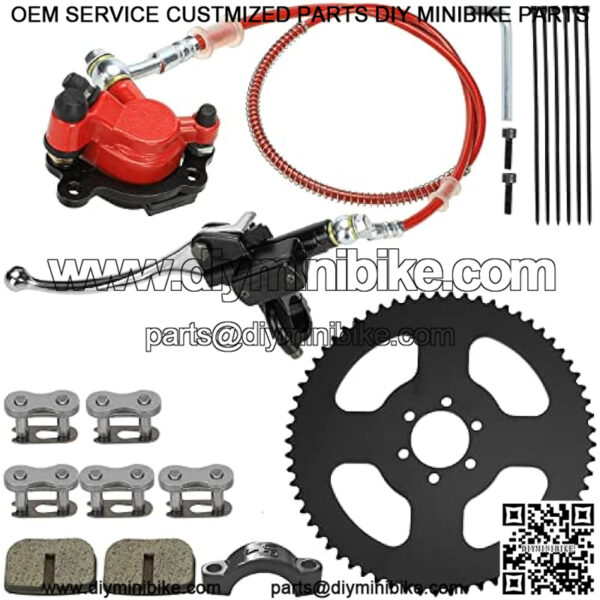 65 Teeth #35 Chain Rear Sprocket Hydraulic Brake Master Cylinder Assembly for 79cc 97cc 100cc 2.8hp Coleman Trail CT100U CC100X RT100 Baja Doodle Bug DB30 Motovox MBX10 MBX11 Mini Bike Parts