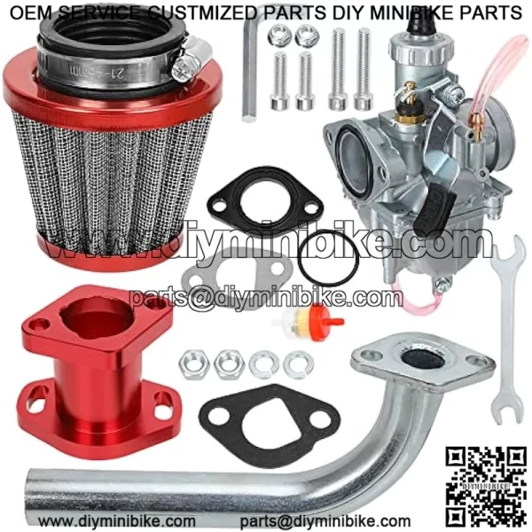 VM22 Carburetor Carb Performance Intake Manifold 38mm Air Filter Exhaust Pipe Kit for Freight Predator 212cc GX200 6.5hp Go Kart Engine 196cc CT200U KT196 Baja MB200 Moto Mini Bike Parts