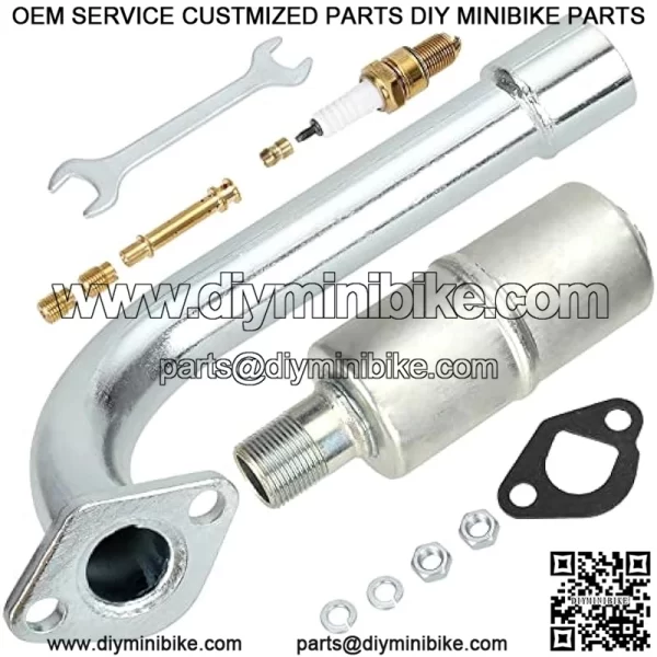 Upgrade Exhaust Pipe Muffler Jet Kit for Non Hemi Predator 212cc 196cc 6.5Hp GX160 GX200 KT196 CK196 Hammerheat 80t Manco Go Kart Small Engine Trailmaster MB200 Mini Bike Performance Parts