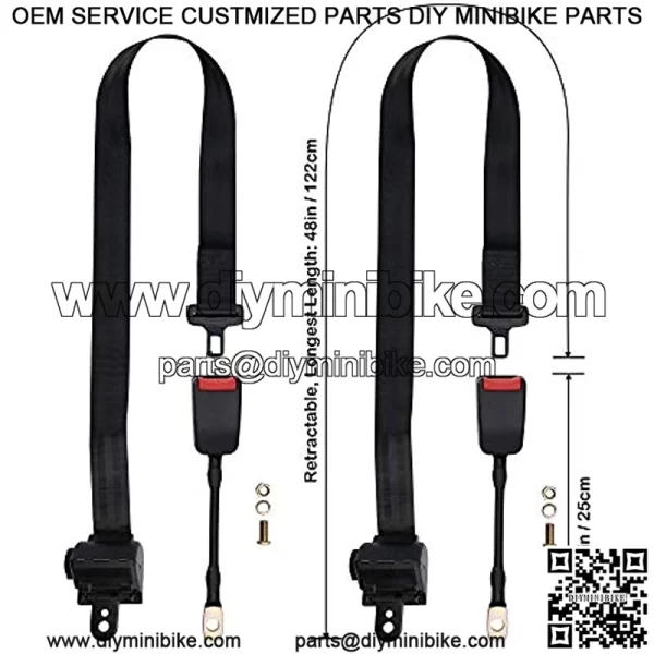 Retractable Golf Cart Seat Belts Kit for EZGO, Yamaha, Club Car, Go Kart, UTV, and Bus - Set of 2 - Image 2