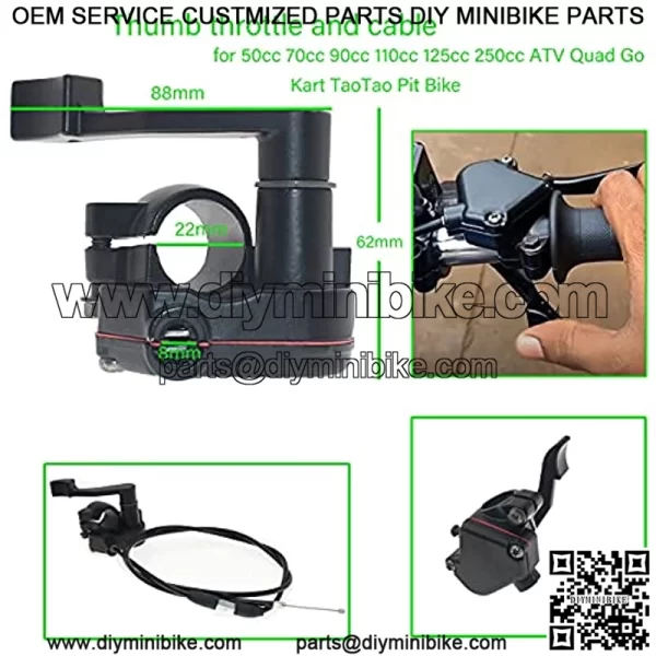 Twist throttle kit and atv Thumb throttle Kit Include Throttle handle/Twist throttle cable/Thumb throttle and Cable thumb throttle For 50 70 90 110 125 250cc of Dirtbike & Pit Bike - Image 4