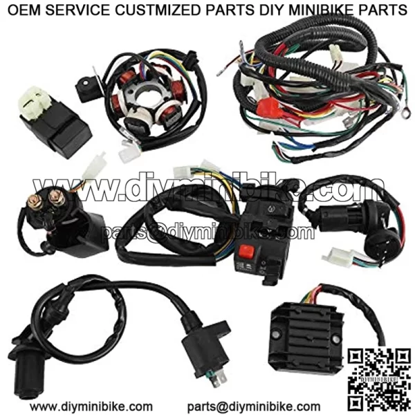 Wiring Harness Loom Kit Electrics Stator Coil CDI Wiring Harness Solenoid Relay Spark Plug for GY6 125cc 150cc ATV Quad GO Kart - Image 2