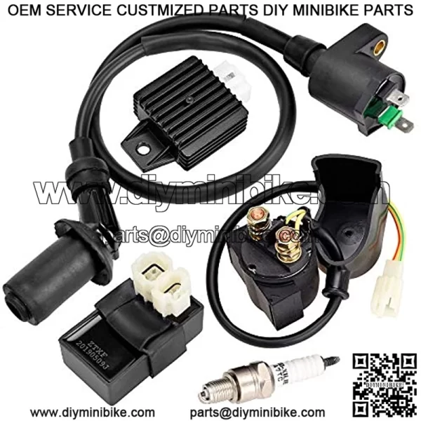 Gy6 Ignition Coil AC CDI Box Solenoid Relay Voltage Regulator Spark Plug for Tomberlin Crossfire 150R American Sportworks 150 GTS 150cc Go karts Gy6 150cc Engine Scooter Moped Part