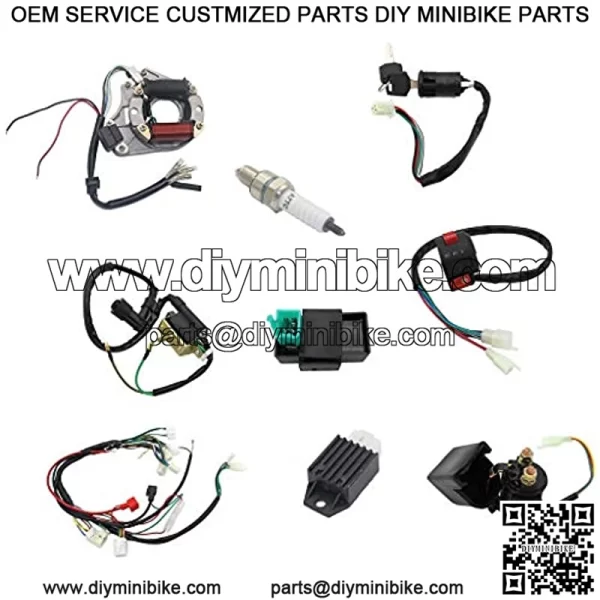 Complete Electrics Stator Coil CDI Wiring Harness Assembly Kit for 4 Stroke ATV KLX 50cc 70cc 110cc 125cc Motor (Updated??Motorcycle Wire Harness Magneto Coil CDI Wiring Harness Coil Kit