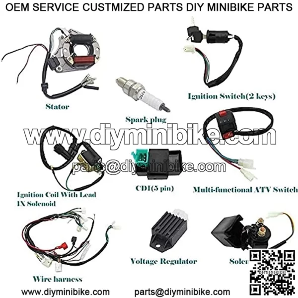 Complete Electrics Stator Coil CDI Wiring Harness Assembly Kit for 4 Stroke ATV KLX 50cc 70cc 110cc 125cc Motor (Updated??Motorcycle Wire Harness Magneto Coil CDI Wiring Harness Coil Kit - Image 2