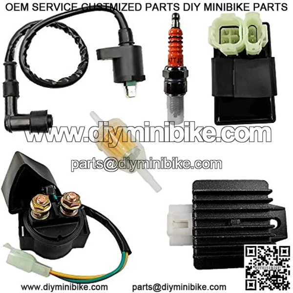 ATV Ignition set Ignition Coil 6 Pin AC CDI Solenoid Relay Voltage Regulator For 49cc 50cc 70cc 90cc 110cc 125cc ATV Chinese Go Kart Dirt Bike Pit Bike Etc.