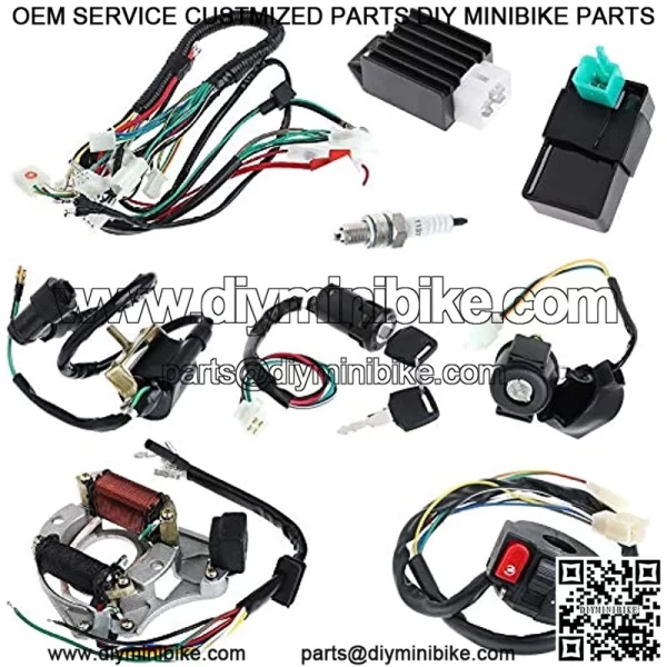 Complete Electrics Stator Coil CDI Wiring Harness for 4 Stroke ATV KLX 50cc 70cc 110cc 125cc Quad Bike Buggy Go Kart Pit Dirt Bikes