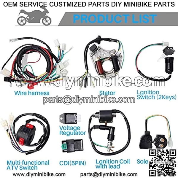 Complete Electrics Stator Coil CDI Wiring Harness for 4 Stroke ATV KLX 50cc 70cc 110cc 125cc Quad Bike Buggy Go Kart Pit Dirt Bikes - Image 2