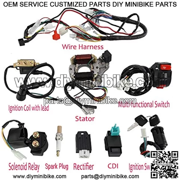 Complete Electrics Wiring Harness Kit, Stator Coil CDI Wiring Loom Kit for 4 Stroke ATV KLX 50cc 70cc 110cc 125cc Pack of 9 - Image 3