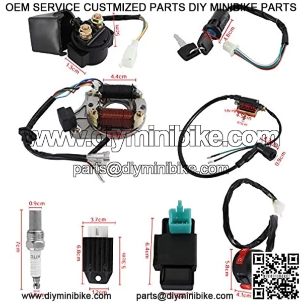 Complete Electrics Wiring Harness Kit, Stator Coil CDI Wiring Loom Kit for 4 Stroke ATV KLX 50cc 70cc 110cc 125cc Pack of 9 - Image 4