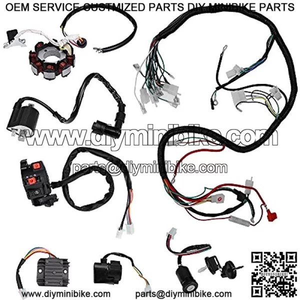 Complete Electric Wiring Harness Kit Wire Loom Electrics Stator Coil CDI For ATV QUAD 4 Four Wheelers 150CC 200CC 250CC Go Kart Dirt Pit Bikes Buggy ATV Scooter