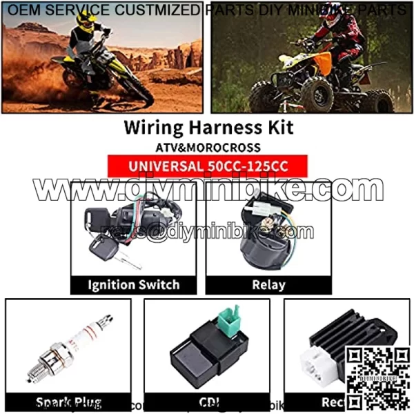 Complete Electrics Wiring Harness Stator Coil CDI Solenoid Relay Spark Plug For 4 wheelers Stroke ATV ??50cc 70cc 110cc 125cc?? Pit Quad Dirt Bike taotao Go Kart By AUTOMOTIVE - Image 2