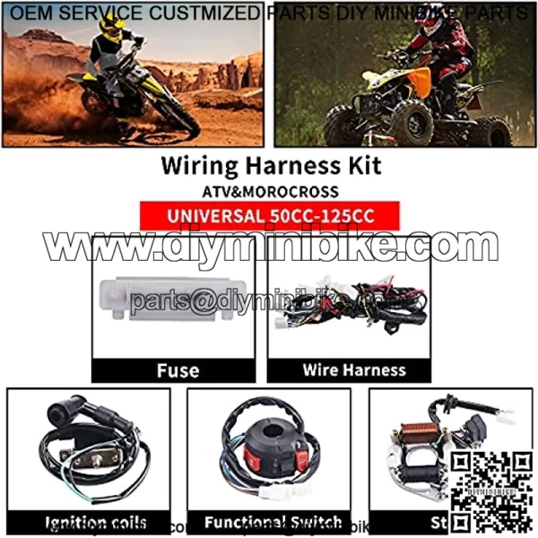 Complete Electrics Wiring Harness Stator Coil CDI Solenoid Relay Spark Plug For 4 wheelers Stroke ATV ??50cc 70cc 110cc 125cc?? Pit Quad Dirt Bike taotao Go Kart By AUTOMOTIVE - Image 3