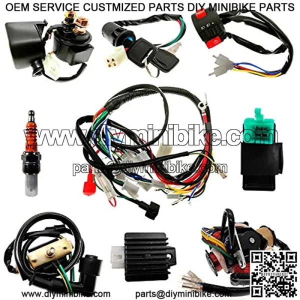 Complete Electrics Stator Coil set Quad Wire Harness Electrics Stator Coil CDI Wiring Harness For GY6 50cc 70cc 90cc 110cc 125cc ATV Quad Pit Dirt Bike Buggy Go Kart