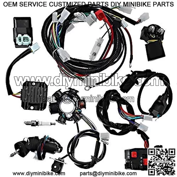 Complete Wiring Harness Electrics Wire Loom Kit CDI Rectifier Ignition Coil Magneto Stator For GY6 125cc 150cc ATV Quad Go Kart Scooter