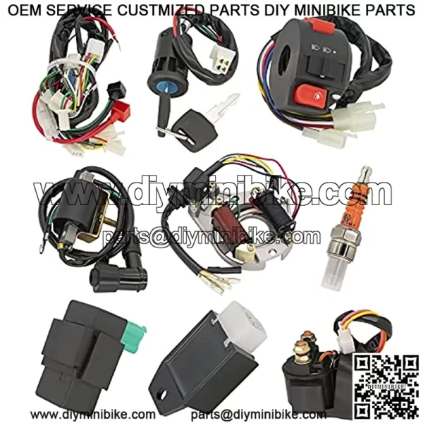 Complete Wiring Harness Kit, ATV Wire Harness for 50cc 70cc 110cc 125cc Scooter Moped Chinese 4 Wheeler Parts with Electrics Stator Coil CDI Solenoid Relay - 110cc Wiring Harness by BOOTOP