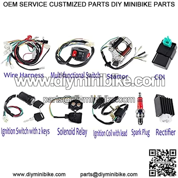 Complete Wiring Harness Kit, ATV Wire Harness for 50cc 70cc 110cc 125cc Scooter Moped Chinese 4 Wheeler Parts with Electrics Stator Coil CDI Solenoid Relay - 110cc Wiring Harness by BOOTOP - Image 2