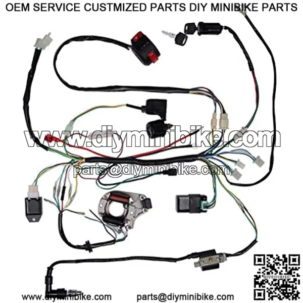 Complete Wiring Harness Kit, ATV Wire Harness for 50cc 70cc 110cc 125cc Scooter Moped Chinese 4 Wheeler Parts with Electrics Stator Coil CDI Solenoid Relay - 110cc Wiring Harness by BOOTOP - Image 3