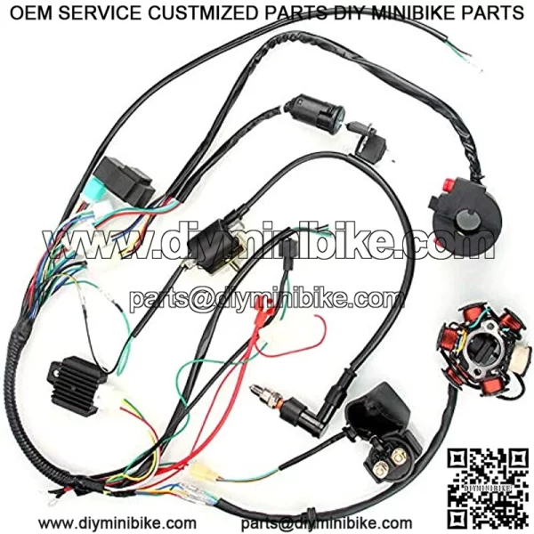 Quad Wire Harness, CDI Wire Harness Assembly Wiring Set For 50cc 70cc 90cc 110cc 125cc Chinese ATV Electric Stator CDI Coil ATV Quad Bike Buggy Go Kart