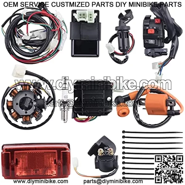 Complete Electrics Wiring Harness Stator Coil CDI Solenoid Relay Spark Plug Tail Light for 4 Wheelers Stroke ATV ??150cc 200cc 250cc 300cc?? Pit Dirt Bike Go Kart Zongshen Lifan by AUTOMOTIVE