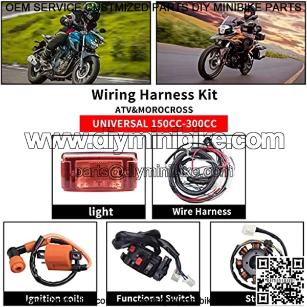 Complete Electrics Wiring Harness Stator Coil CDI Solenoid Relay Spark Plug Tail Light for 4 Wheelers Stroke ATV ??150cc 200cc 250cc 300cc?? Pit Dirt Bike Go Kart Zongshen Lifan by AUTOMOTIVE - Image 3