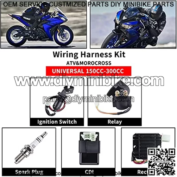 Complete Electrics Wiring Harness Stator Coil CDI Solenoid Relay Spark Plug Tail Light for 4 Wheelers Stroke ATV ??150cc 200cc 250cc 300cc?? Pit Dirt Bike Go Kart Zongshen Lifan by AUTOMOTIVE - Image 4