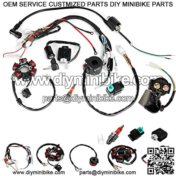 sundan Quad Wire Harness Suitable Complete Wiring Harness Kit Wire Loom Electrics Stator Coil CDI for 50cc 70cc 90cc 110cc 125cc Chinese Electric Start ATV Quad Pit Dirt Bike Buggy Go Kart