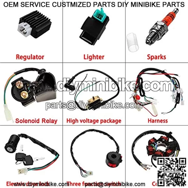 sundan Quad Wire Harness Suitable Complete Wiring Harness Kit Wire Loom Electrics Stator Coil CDI for 50cc 70cc 90cc 110cc 125cc Chinese Electric Start ATV Quad Pit Dirt Bike Buggy Go Kart - Image 2