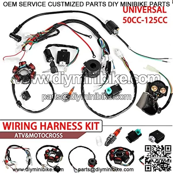 sundan Quad Wire Harness Suitable Complete Wiring Harness Kit Wire Loom Electrics Stator Coil CDI for 50cc 70cc 90cc 110cc 125cc Chinese Electric Start ATV Quad Pit Dirt Bike Buggy Go Kart - Image 4