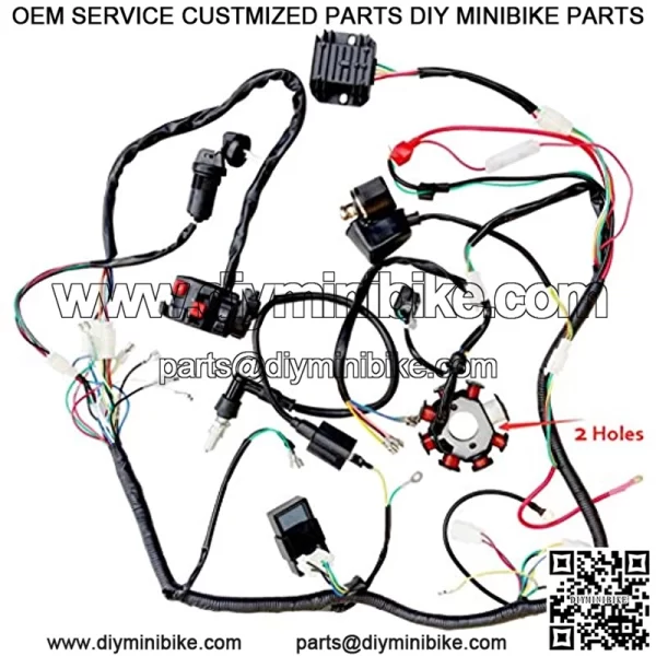 Wiring Harness kit Wire loom | Complete Electrics Stator Coil CDI for 150cc-300cc ATV QUAD 4 Four wheelers Go Kart Dirt Pit bikes (2 fixing holes) - Image 2