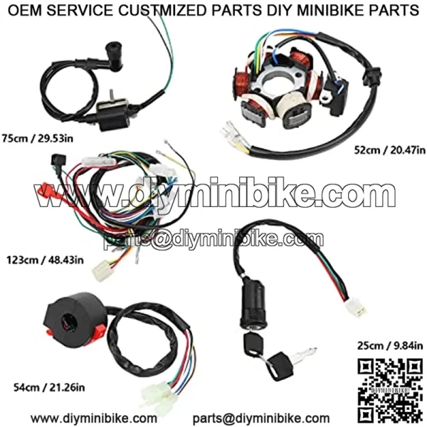 Wire Harness, Quad Wire Harness CDI Wiring Harness Replacement+Magneto stator+Spark Plug for 50cc 70cc 90cc 110cc 125cc ATV Quad Dirt Bike Go Kart Parts - Image 4