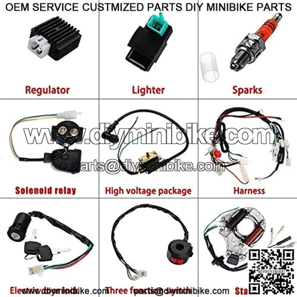 necaces Complete Electrics Stator Coil CDI Wiring Harness Solenoid Relay Spark Plug for 4 Stroke ATV 50cc 70cc 110cc 125cc Pit Quad Dirt Bike Go Kart Scooter Moped Parts - Image 3