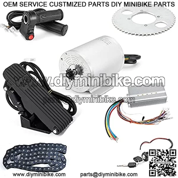 4400RPM 2500W 60V Electric Scooter Motor Brushless DC Motor Kits Electric Gokart Mid Motors with 45A Speed Controller, Throttle, Foot Pedal E-Scooter E-Bike Dirt Bike Motorcycle