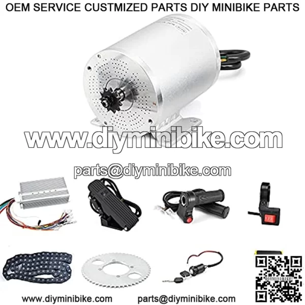 High Speed Brushless DC Motor Kits 2000W 60V Electric Gokart Motor 4250RPM Rated Mid Motors with Controller Pedal Throttle for E-Scooter E-Bike Dirt Bike Motorcycle