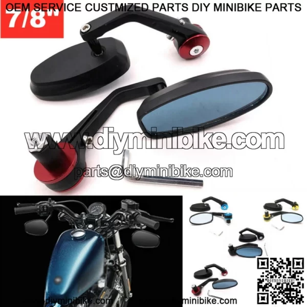 CNC Universal Motorcycle ATV Scooter 7/8" 22mm Handle Bar End Rearview Mirrors