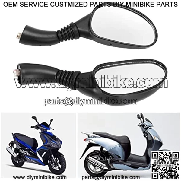 Espejos traseros de motocicleta, negro plano, resistente a la intemperie, 2 piezas, espejo retrovisor de motocicleta, universal para veh??culos todo ter, karts para scooters - Image 3