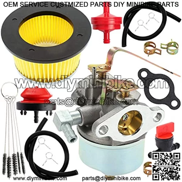 Carburetor + Air Filter 30604 30727 Kit Compatible for Tecumseh 631921 631070 631070A 631074 631245 631820 632284 H25 H30 H35 H40 Engine Carb Chipper Shredder Tiller Generator Snowblower