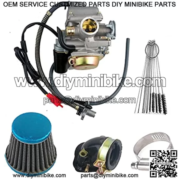 150cc Carburetor Compatible with GY6 4 Stroke Engines Electric Choke Motorcycle Scooter 152QMJ 157QMI with Air Filter Intake Manifold with Cleaning Brushes