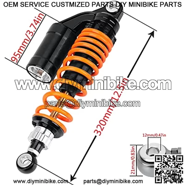 12.5Inch 320mm Universal Motorcycle Air Shock Absorbers Rear Suspension Compatible with Honda CB Gokart 2PCS??Orange?? - Image 3