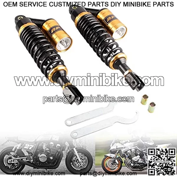 320mm Motorcycle Air Shock Absorbers Universal Fit for Honda Suzuki Kawasaki ATV Go Kart Quad Dirt Sport Bikes Black & Gold Eye to Clevis - Image 3