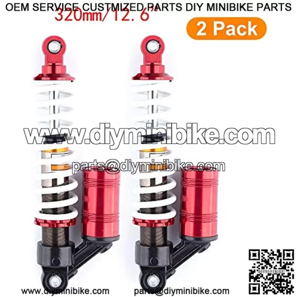 Motorcycle Rear Air Shock 12.6" 320mm Absorbers Pair Replacement Suspension Universal Compatible For Go Kart 2 pcs (Red)